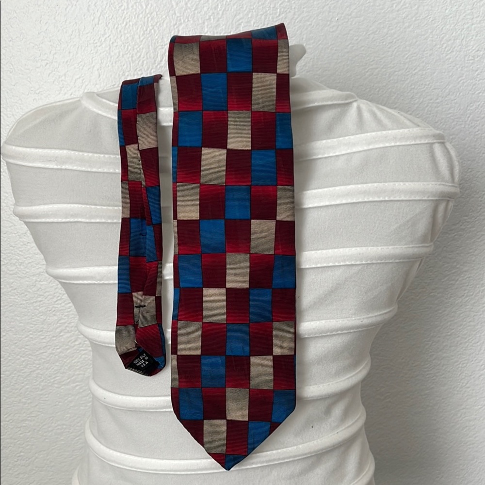 Checkered Red and Blue Men's Tie
